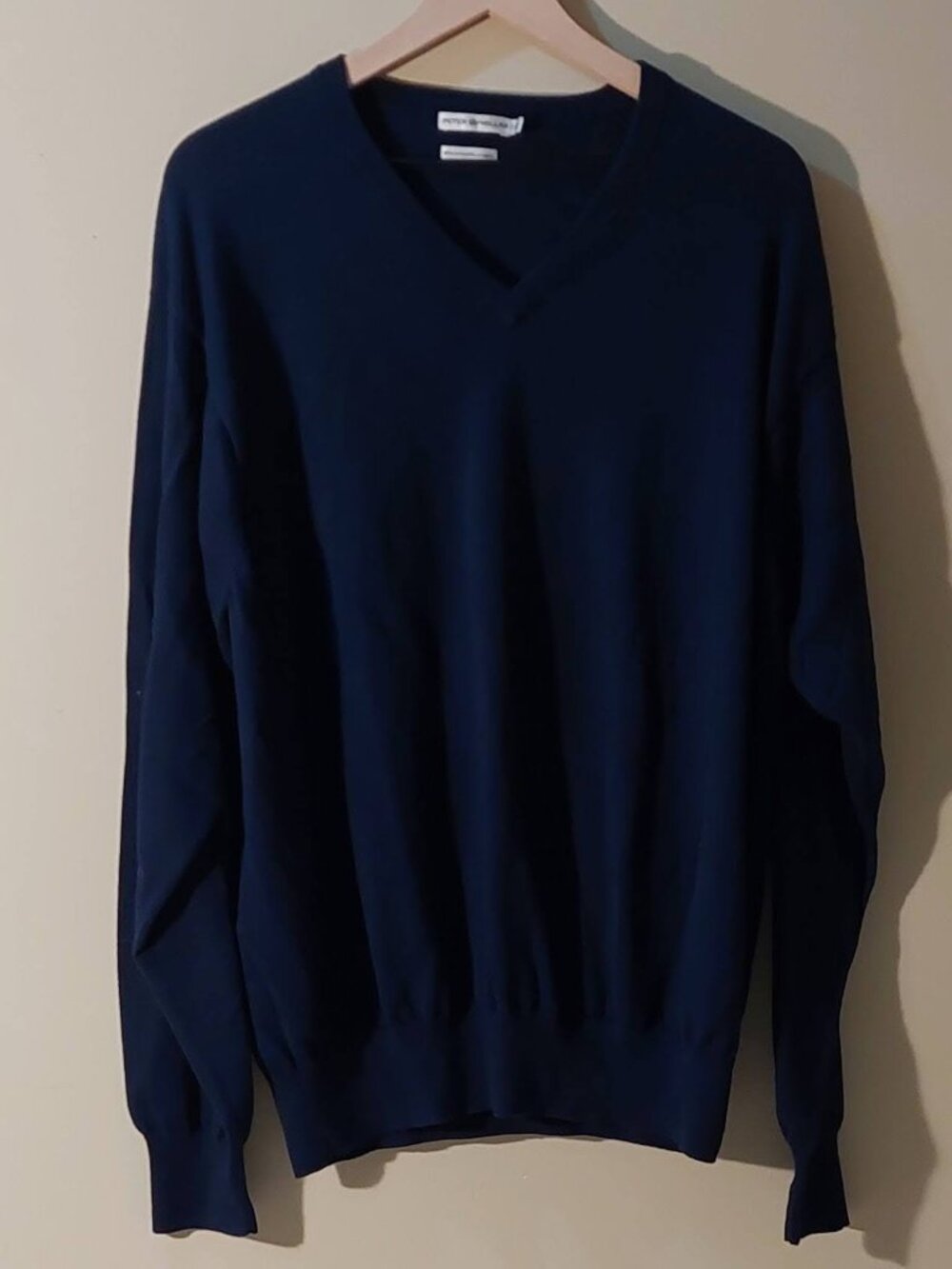 Peter Millar Sweater Cotton Cashmere Midnight Blue V-Neck Pullover SIze: XXL